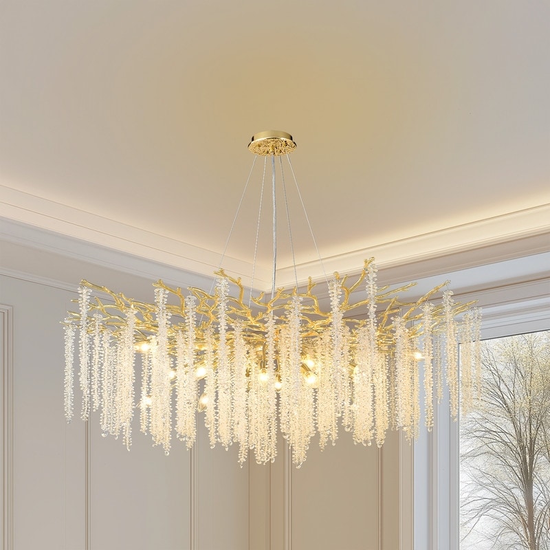 Modern Tree Branch Chandelier Gold,Crystal Chandelier for Dining Room
