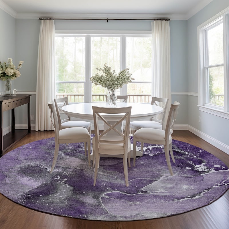 Machine Washable Indoor/ Outdoor Abstract Chantille Rug