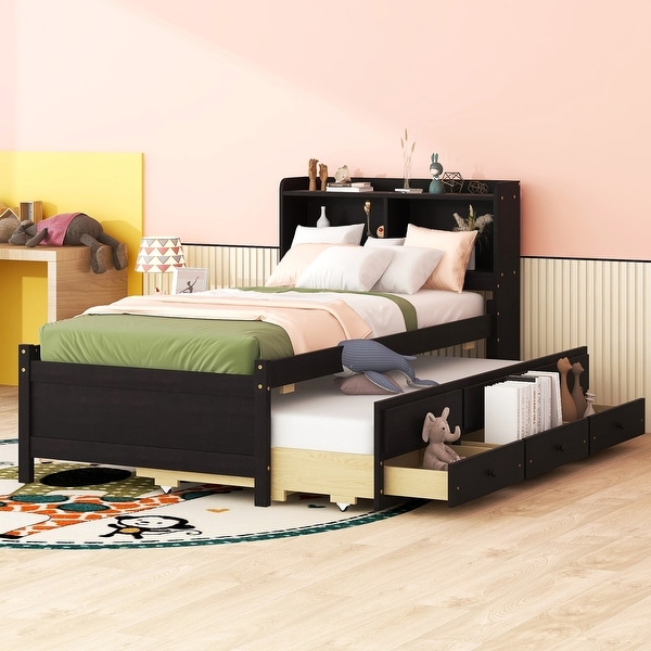 Superior Quality Captain Bed with Type C USB Ports Wood Platform
