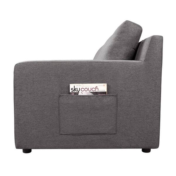 Waylon Gray Linen 6Seater UShape Sectional Sofa Chaise and Pocket