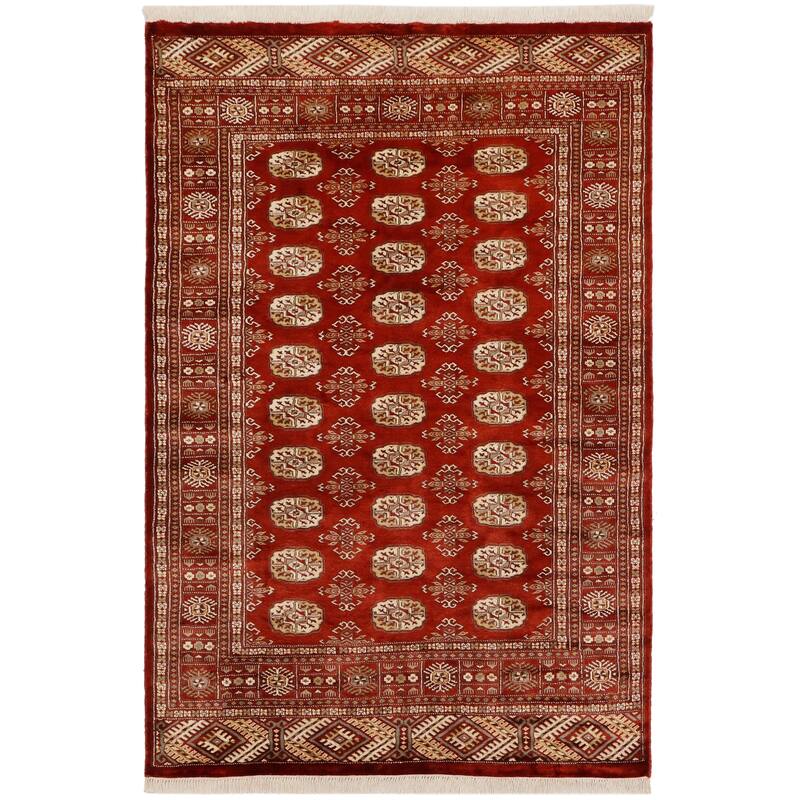 Tribal Bokhara Bentley Rust/Beige Hand Knotted Wool Rug - 4'2'' x 6'0''