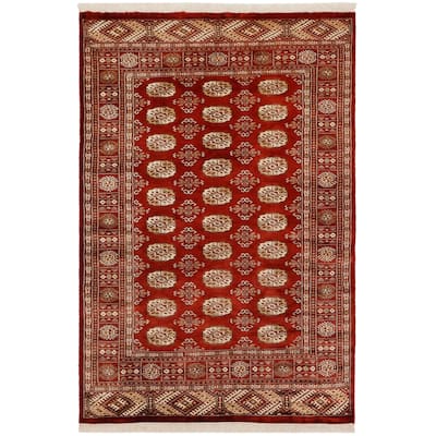 Tribal Bokhara Bentley Rust/Beige Hand Knotted Wool Rug - 4'2'' x 6'0''