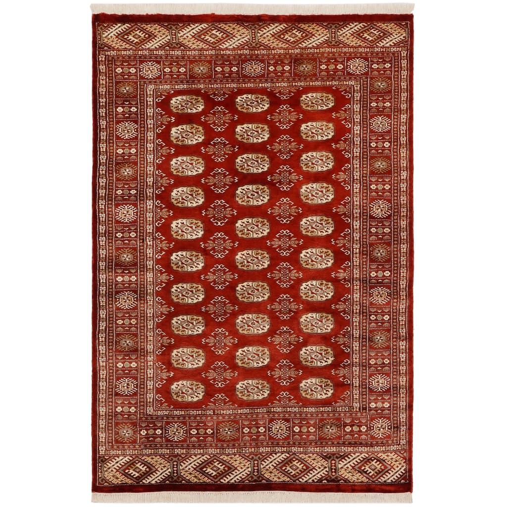 Tribal Bokhara Bentley Rust/Beige Hand Knotted Wool Rug - 4'2'' x 6'0''
