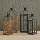 preview thumbnail 8 of 34, Glitzhome Oversized Farmhouse Wooden Metal Cage Candle Holders Patio Hanging Decorative Lanterns (Set of 2)