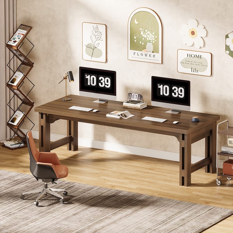 79-Inch Extra Long Desk, Two-Person Desk Double Computer Desk for Home Office