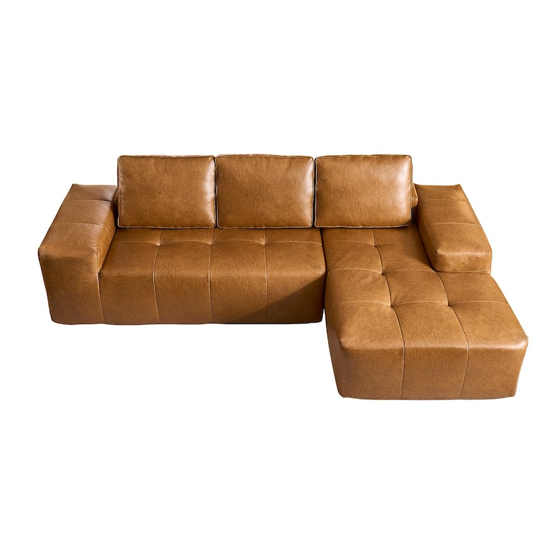 HOOOWOOO Mid-Century Modern Upholstery Fabric L-shaped Sectional Sofa