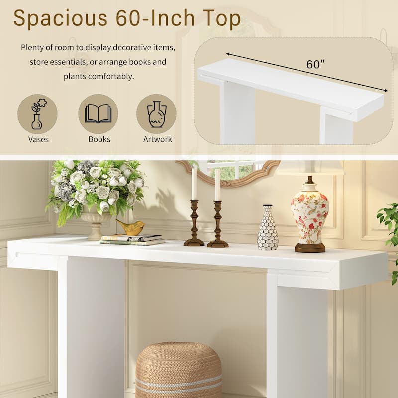 60" Long Sofa Side Table Console Table Entryway Table Accent Table for Living Room Hallway