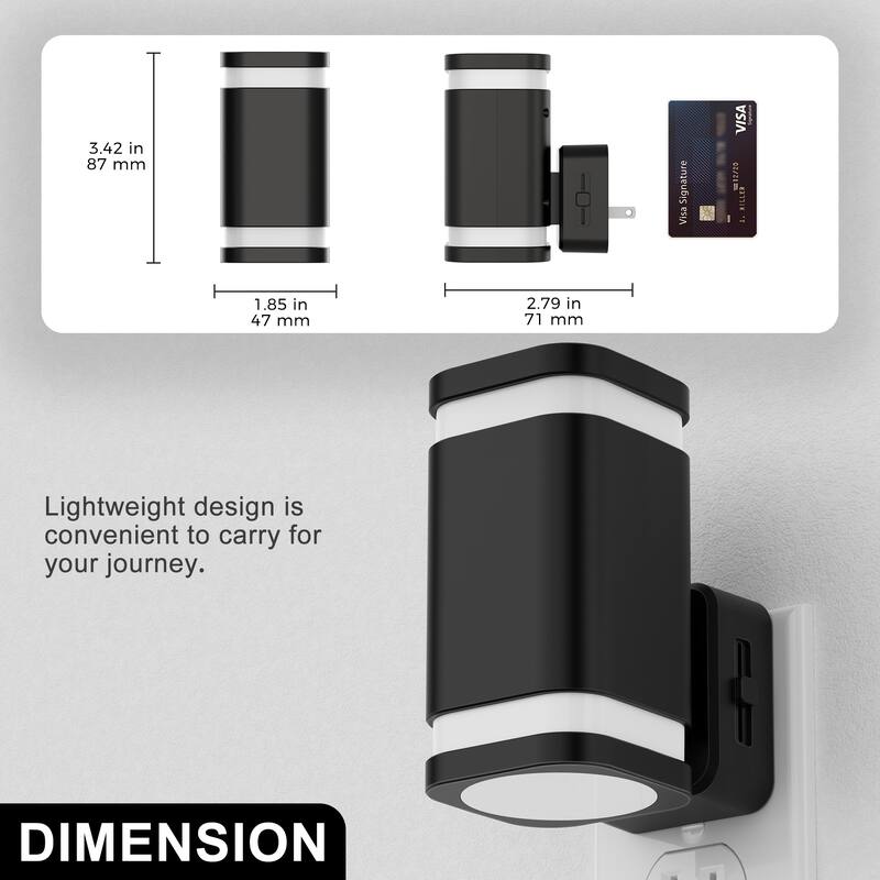 YANSUN 2 Pack 1W Plug-in Wall Sconce Style Night Lights - Black