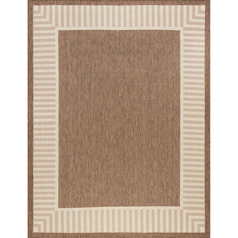 Exo Coastal Striped Border Indoor/ Outdoor Area Rug