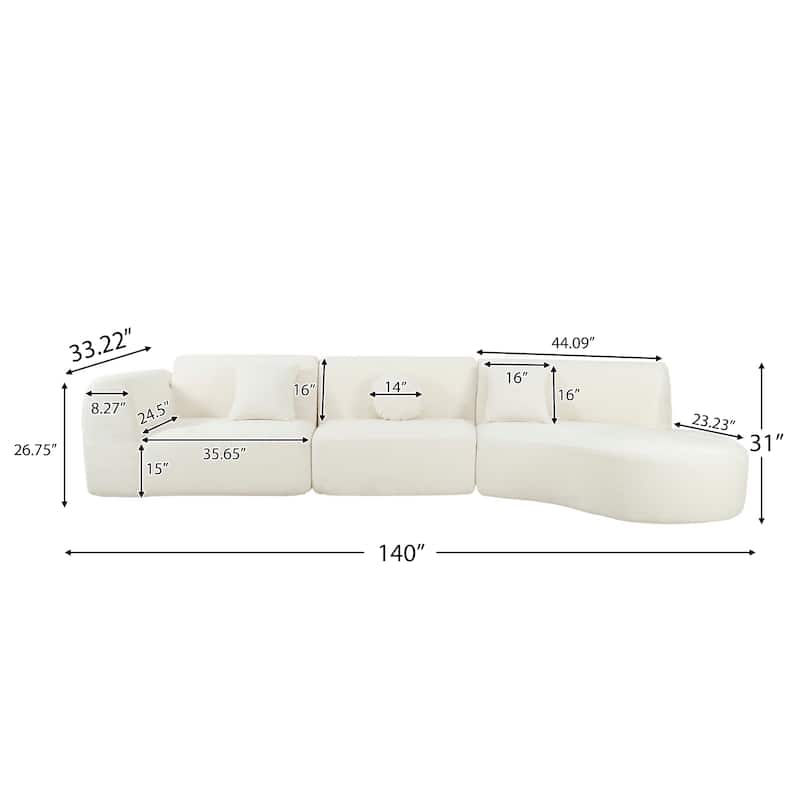 Christopher Knight Home- Buker Curved Polyester Sectional Sofa