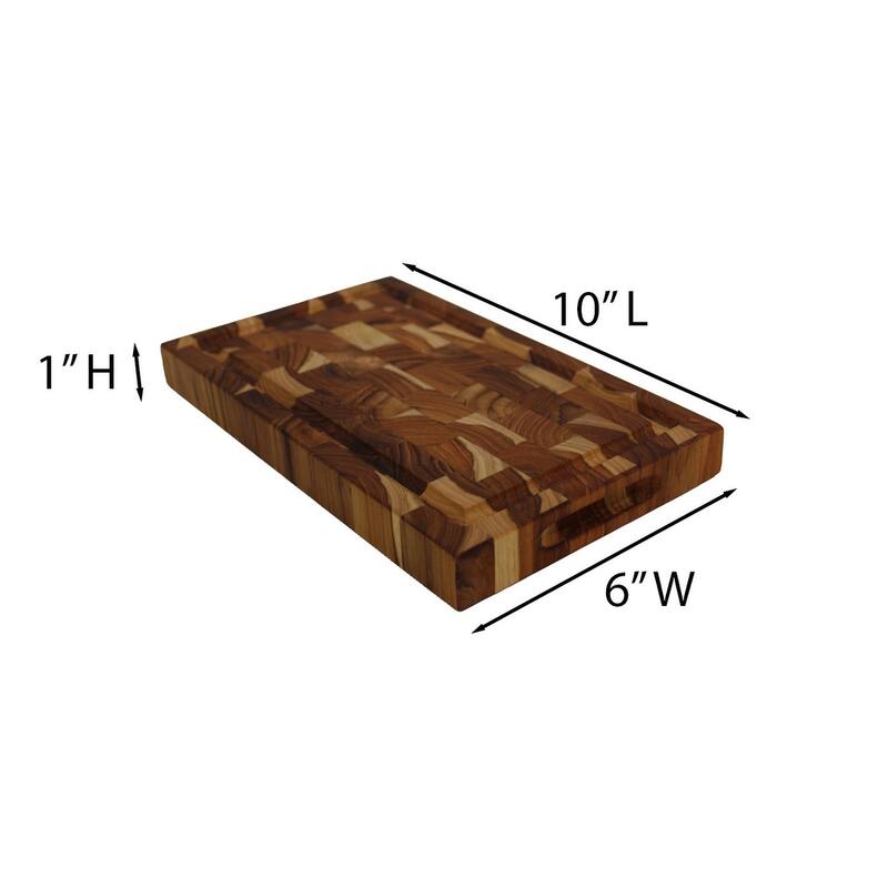 EcoDecors FSC Certified, Teak Cutting Board, 10" x 6", it is a Compact Reversible End Grain Wood Board for Snacks