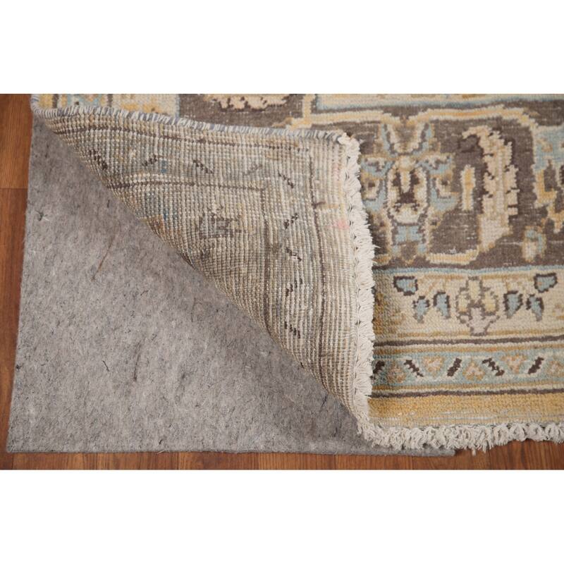 Hand Knotted Oriental 100% Wool Carpet Traditional Floral Yellow & Gold Mashad Area Rug - 12' 5'' X 9' 4''