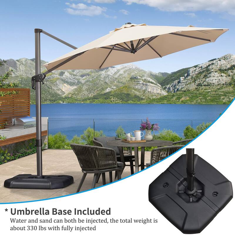 PURPLE LEAF 10 ft 360 Degree Rotation Patio Umbrella With Base
