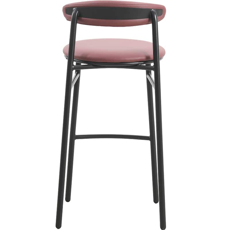 Upholstered Leather Bar Stool Accent Kitchen Chair Lume Collection Set of 2