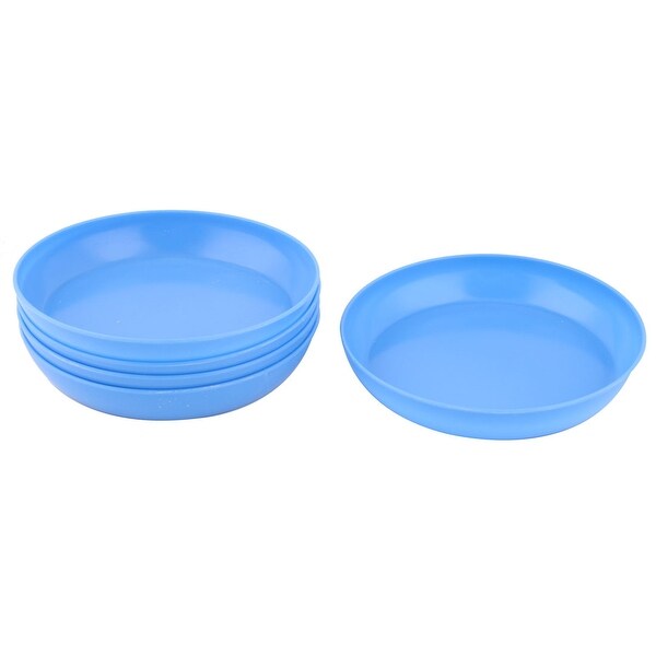 Home Office Melamine Round Desk Decor Flower Plant Holder Pot Tray Blue 5pcs