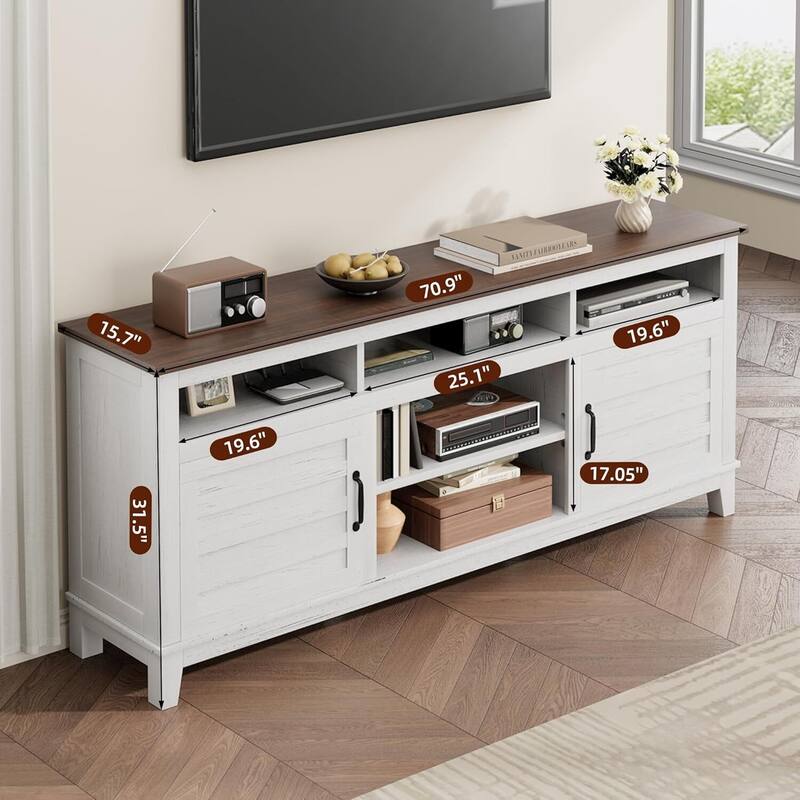 70.9" Entertainment Center TV Stand with Adjustable Shelves, Cabinet