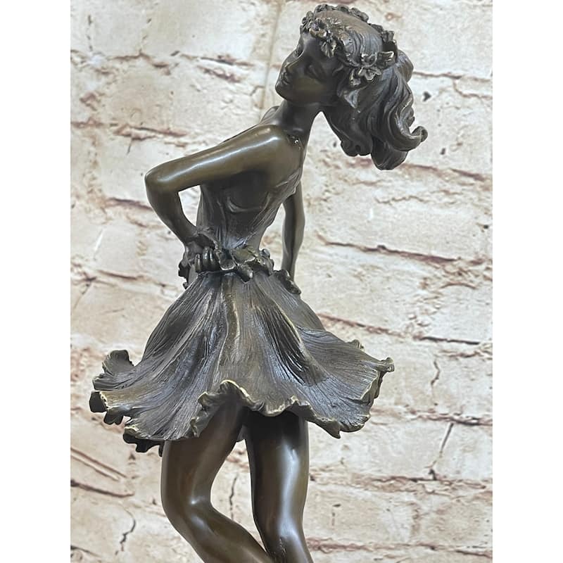 Fantasy Floating Dancer Ballerina Signed Bronze Sculpture Figure 14 Inches X 6 Inches
