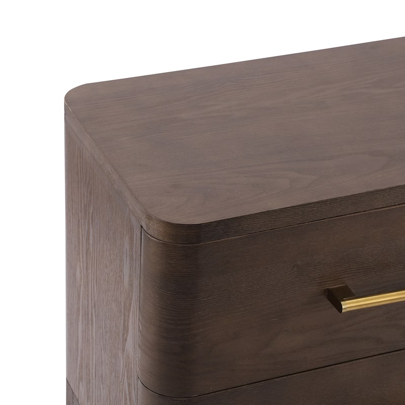 Christopher Knight Home - Modern Nightstand with 2 Drawers and Brushed Gold Handles