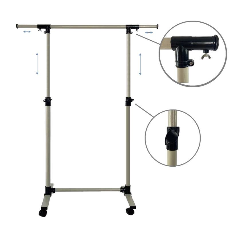 43.3 in.W Rolling Short Clothing Racks with Bottom Shelves and Wheels - N/A