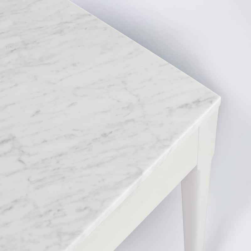Meno 36" Rectangular Italian Carrara White Marble Console Table with Legs