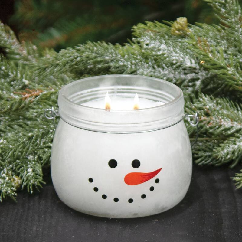 Twisted Peppermint Snowman Jar Candle 14oz