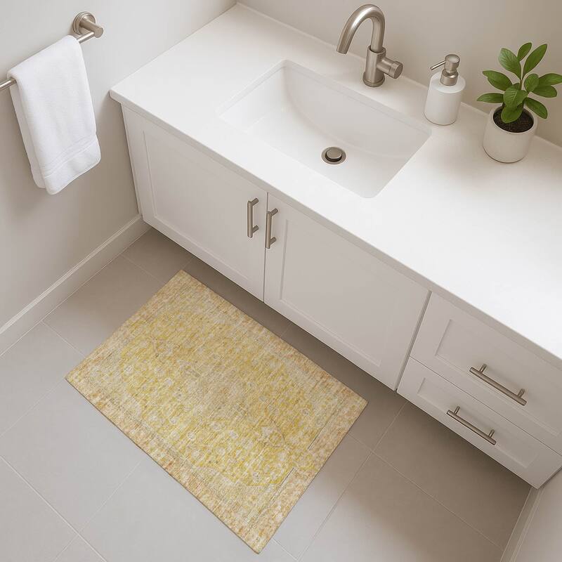 Premium Washable Super Soft Vintage Traditional Mayfield Rug - Wheat - 1'8" x 2'6"