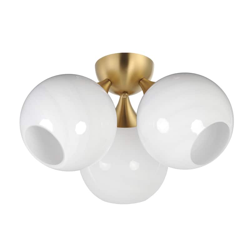 Maxim 21225MR Neve 3 Light 19" Wide Semi-Flush Ceiling Fixture with - Natural Aged Brass