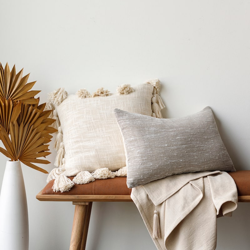 Melvin Cottage Woven Throw Pillow - Cover Only - Medium Grey