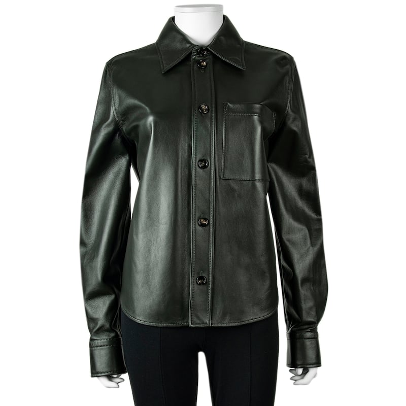 Bottega Veneta Leather Button Up Shirt - 36