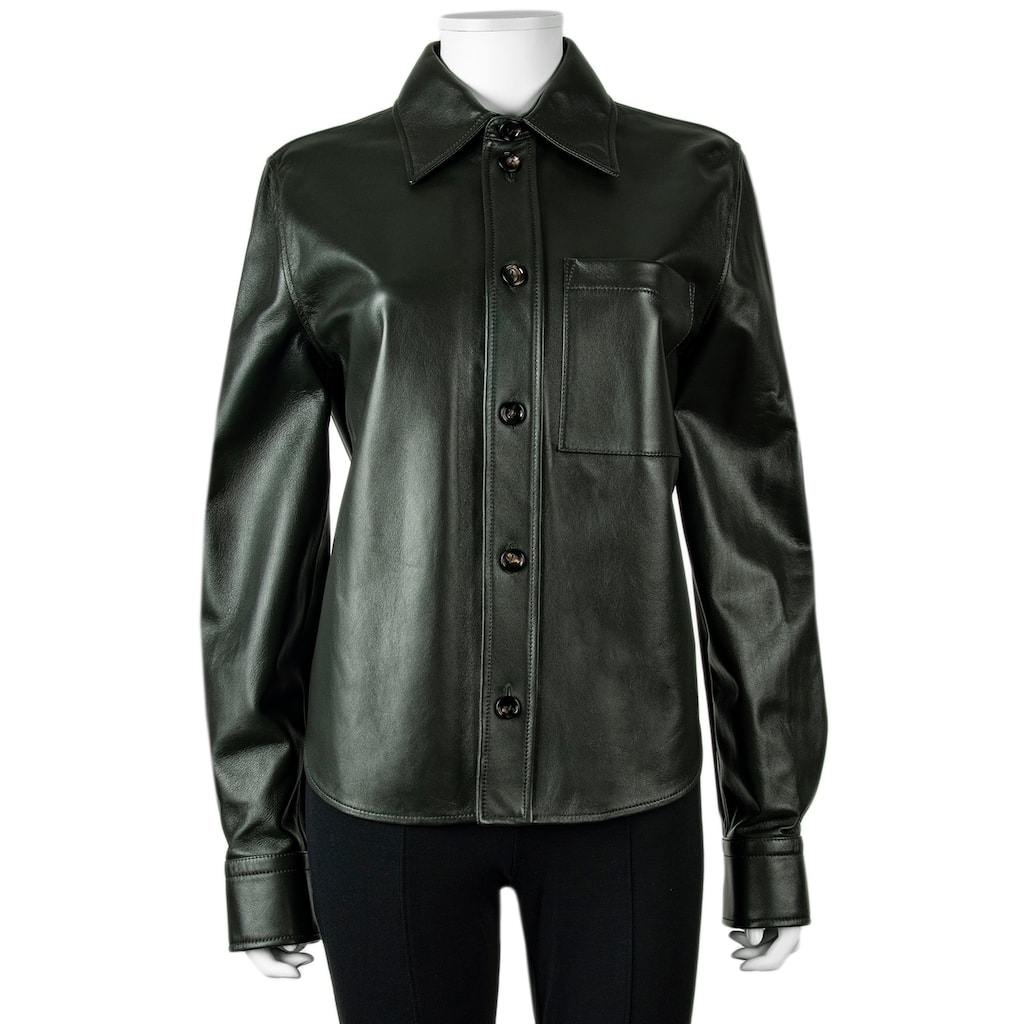 Bottega Veneta Leather Button Up Shirt