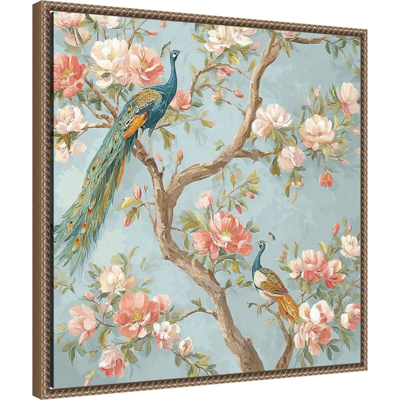 Peacock Mughal Mural Designs No. 3 by Tradelink inhouse artist Framed Canvas Wall Art Print