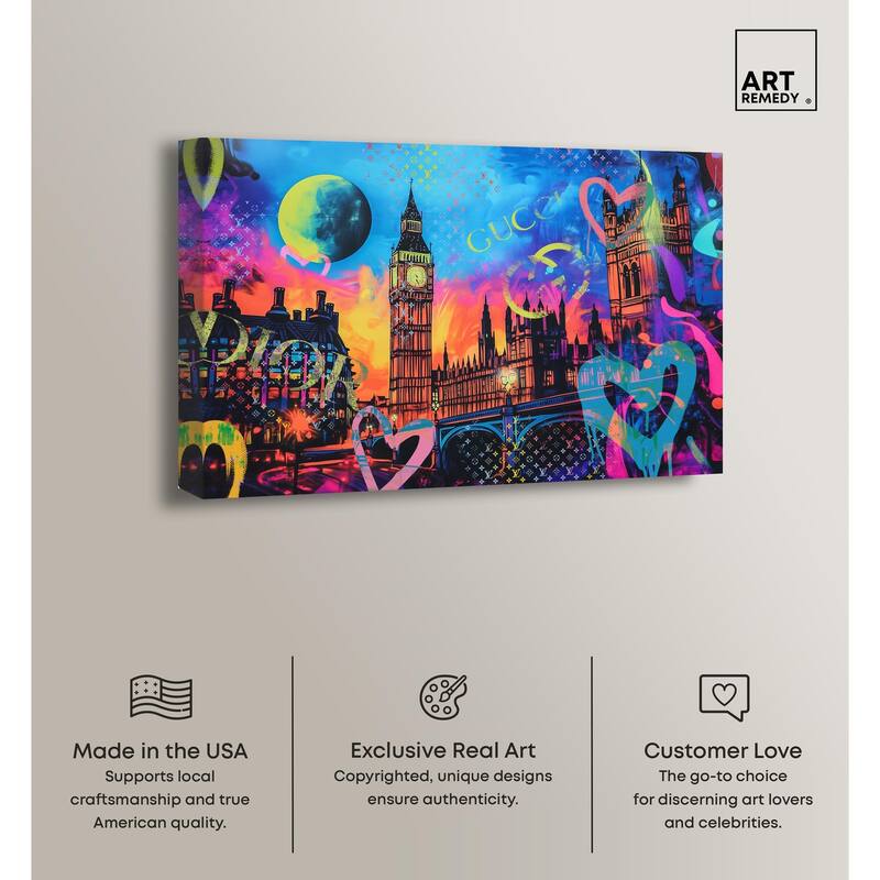 London Graffiti Canvas by Art Remedy, Gallery Wrapped