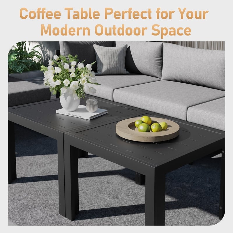 FINCATI Aluminum Patio Furniture Set Outdoor Conversation Sofa with Table - 8 Pieces