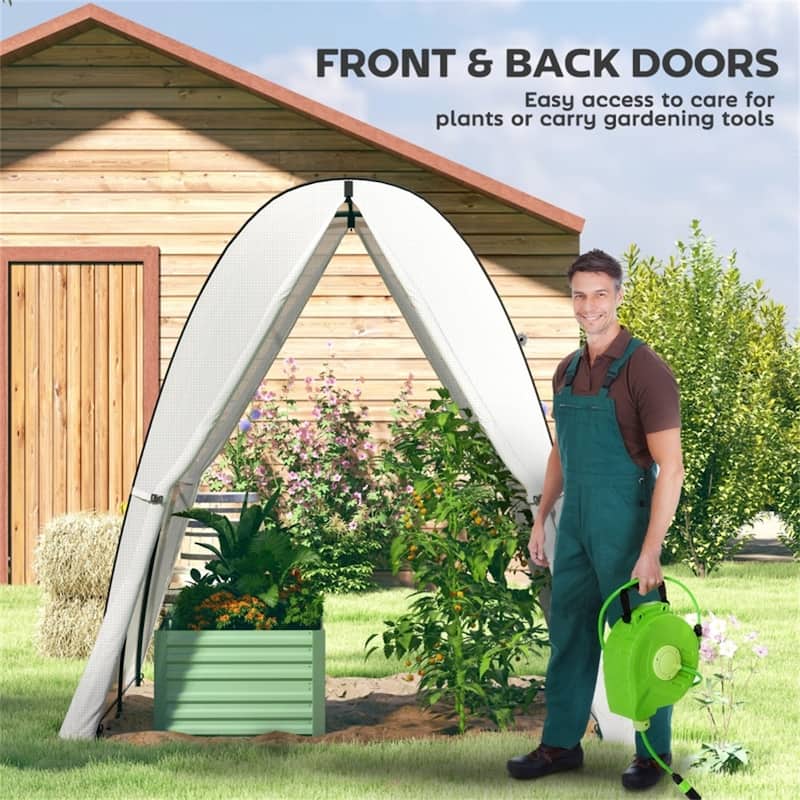 PE Steel Gothic Arch Mini Greenhouse with Roll-Up Doors