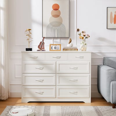 9-Drawer White Dresser