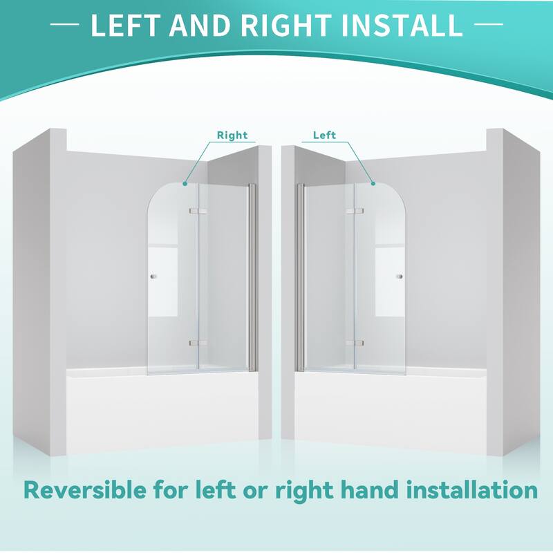 i-Homare 35 in. W x 55 in. H Frameless Tempered Glass Tub Door