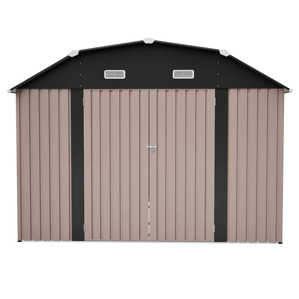 10' x 12' Metal Outdoor Storage Shed with Floor Frame Kit Tool Shed Heavy Duty