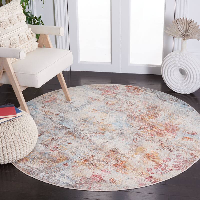 SAFAVIEH Vintage Persian Cass Irmina Modern Abstract Rug - 5' Round - Rust/Blue