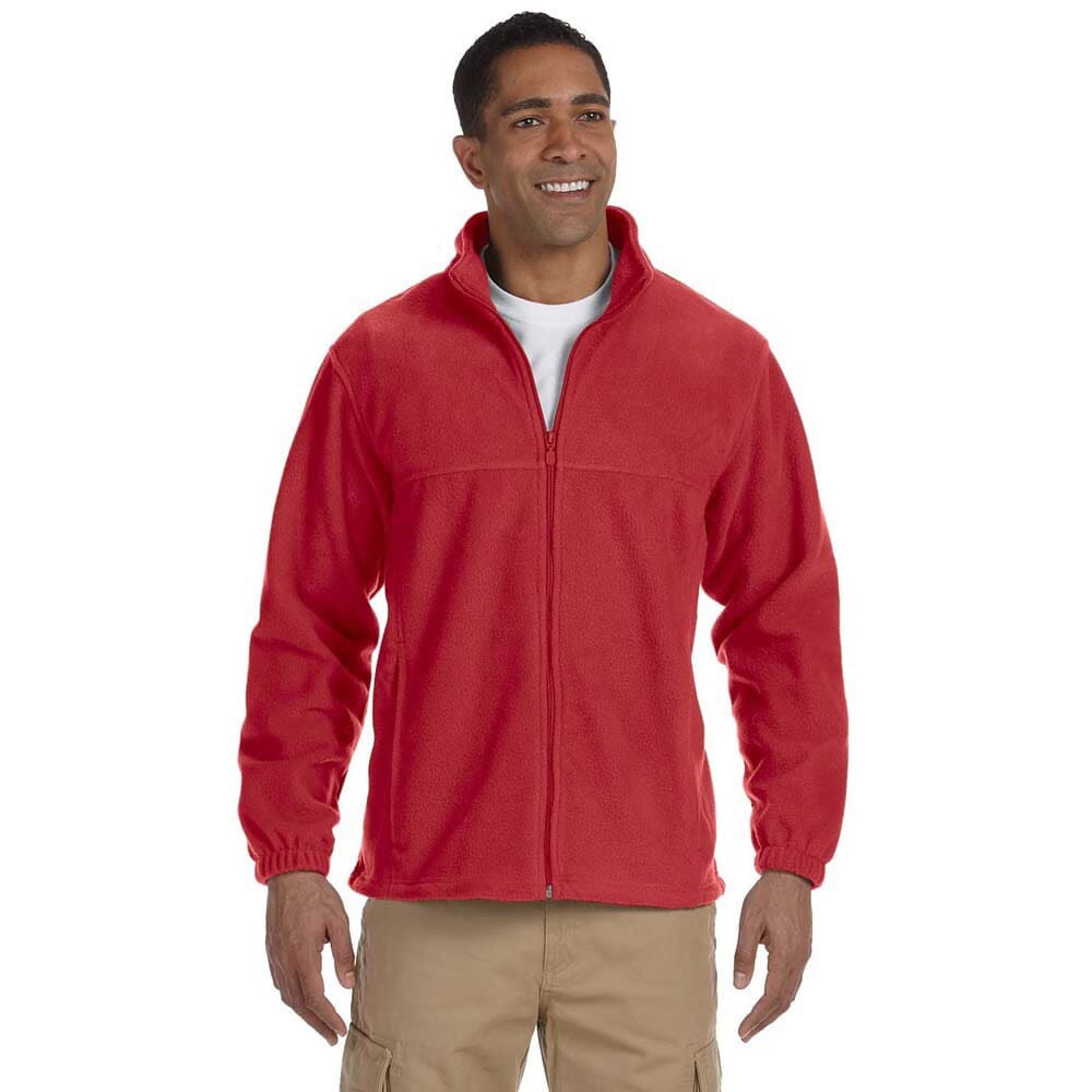 red fleece jacket