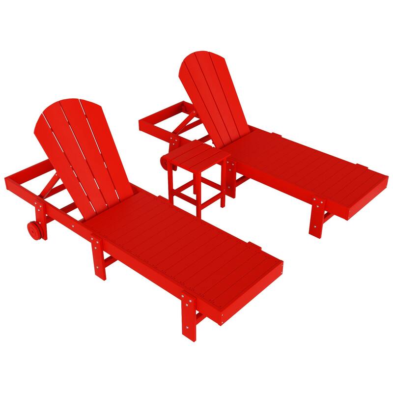 Polytrends Laguna Hdpe All Weather Outdoor Patio Pool Reclining Armless Chaise Lounges (3-Piece Set)