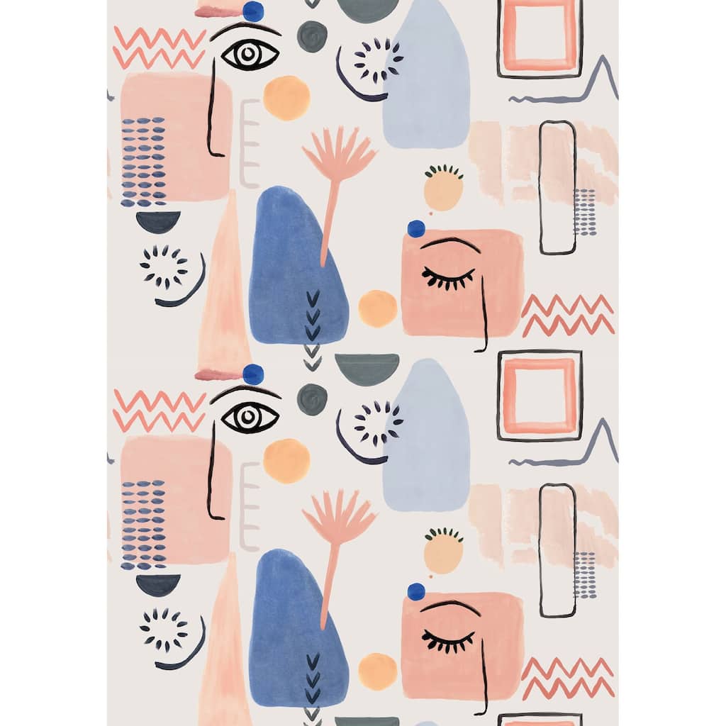 Galerie Wallcoverings Day Dreamers Collection Abstract Pink Multi-colored 78.7-Inches Wide x 9.3-Feet High 4-Panel Wall Mural