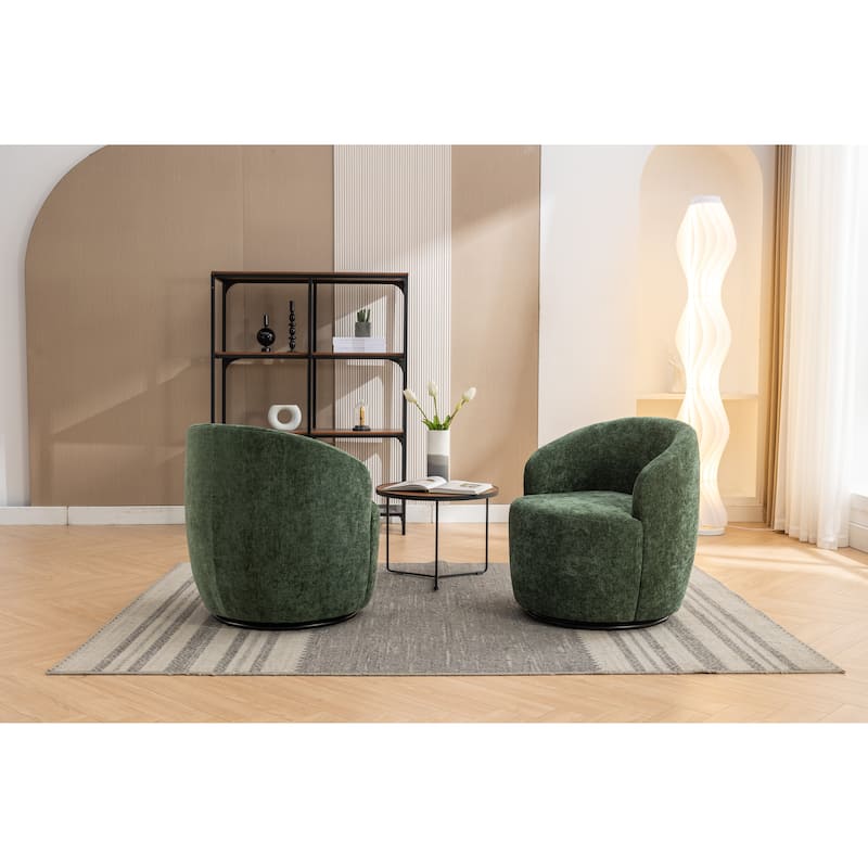 25.6" Swivel Barrel Chair with Black Coating