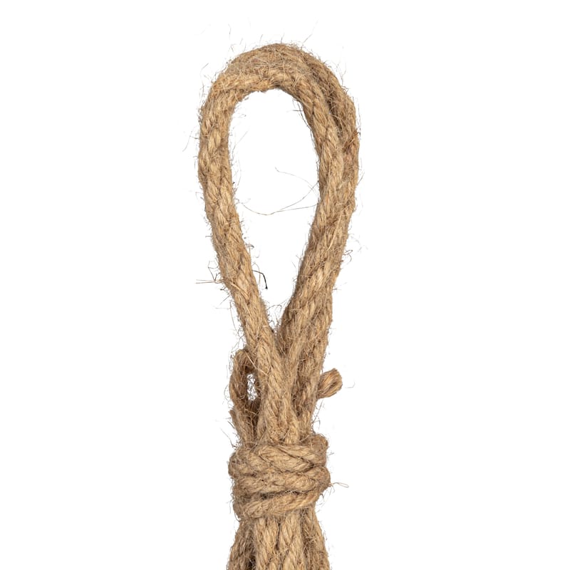 Hanging Stoneware Planter with Cotton Hanger - 9.7"L x 9.7"W x 5.1"H