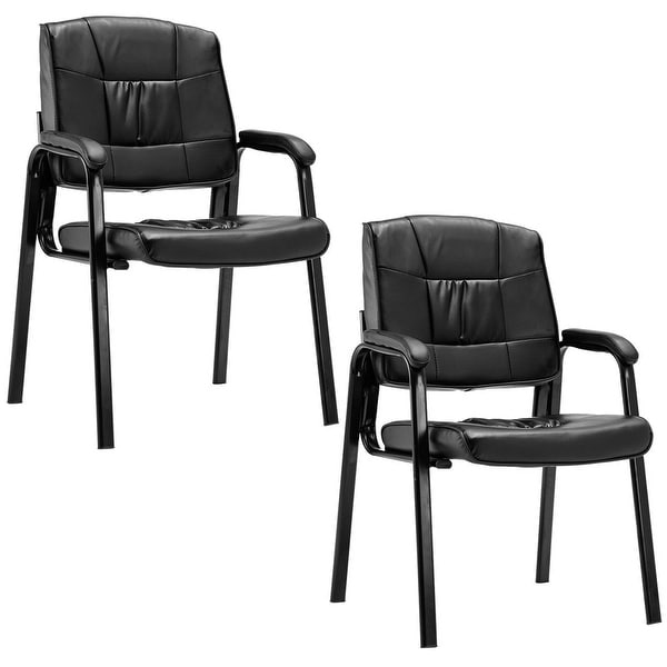 Costway Set of 2 PU Conference Chair Reception Office Guest Lecture Exam Armchair New