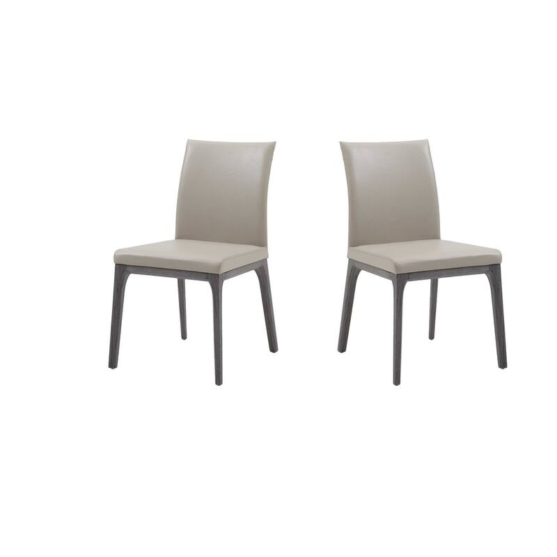 HomeRoots Set of Two Taupe And Gray Upholstered Faux Leather Dining Side Chairs