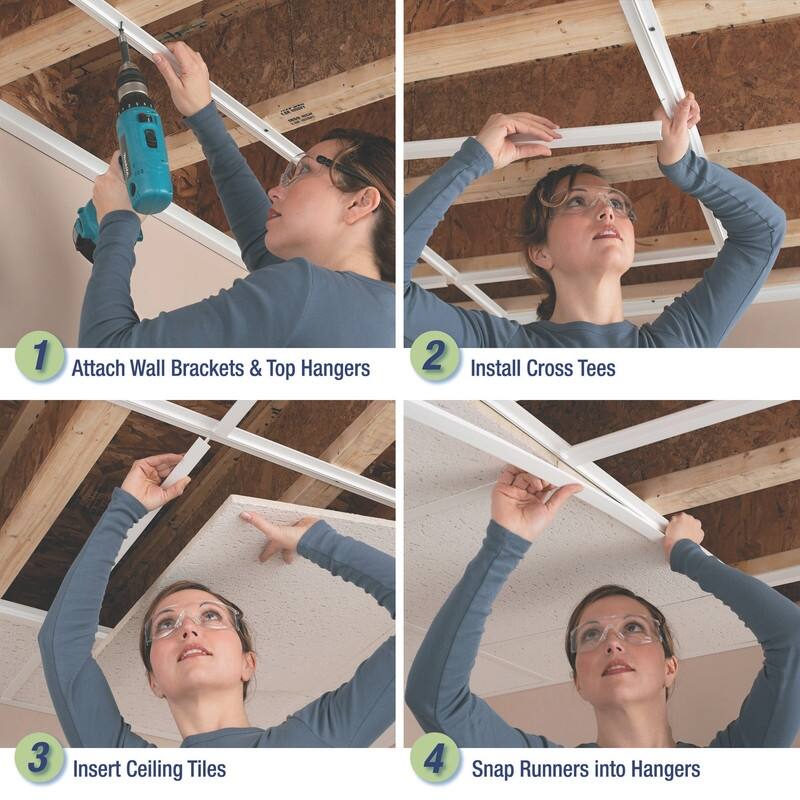 CeilingMAX 100 sq. ft. Brushed Nickel Surface Mount Grid Kit