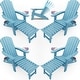 preview thumbnail 30 of 52, WINSOON All Weather HIPS Folding Adirondack Chair with Ottoman, 5-Gear Adjustable Backrest and Retractable Ottoman Set of 4 Blue x4
