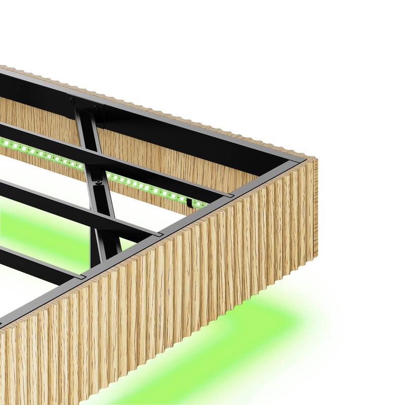 King floating bedstead, with charging station and LED lights, wavy headboard, with heavy metal Flat noodles