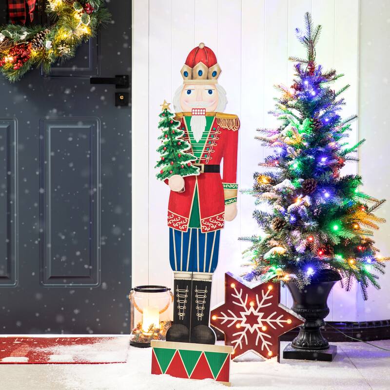 Glitzhome Wooden Christmas Nutcracker "PEACE" Porch Sign