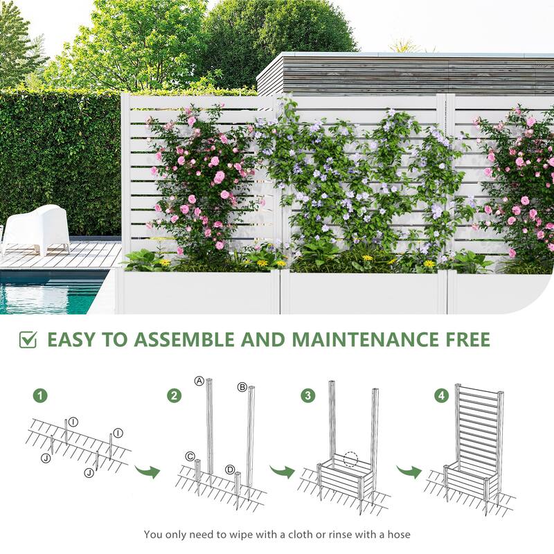 Outdoor PVC Privacy Raised Garden Bed Panels Planter Box With Ground Stakes